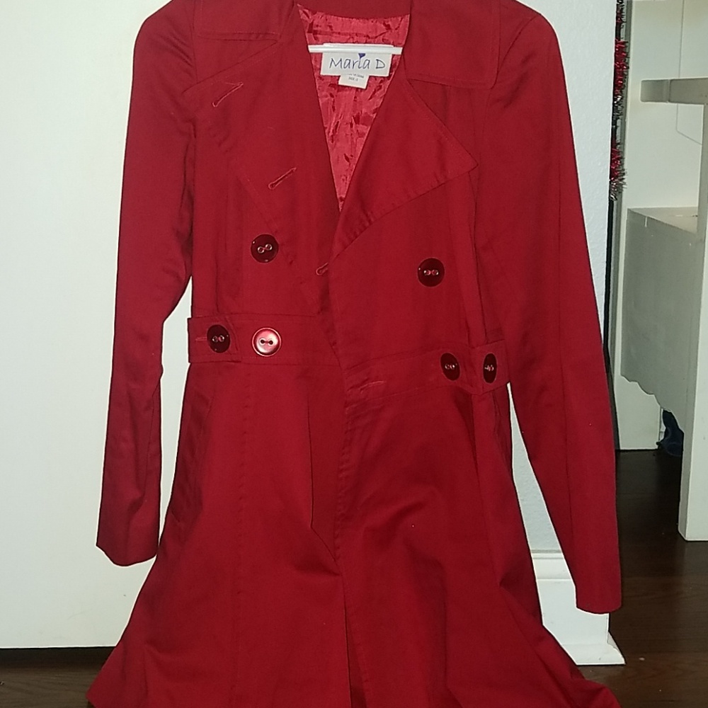 Red trenchcoat Modcloth